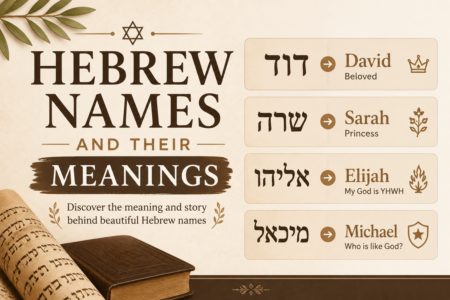 Hebrew Names and Their Meanings — 50+ popular Israeli and Biblical boy and girl names with Hebrew spellings and meanings