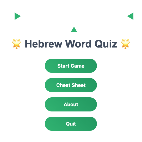 Hebrew Word Quiz — gra quizowa ze słownictwem, ściągawką i opcjonalnym trybem nikud